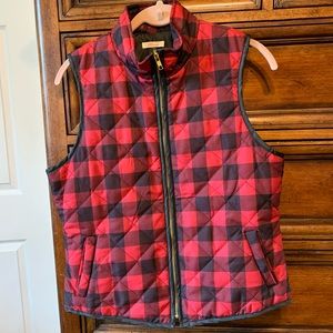 Plaid zipper bubble vest